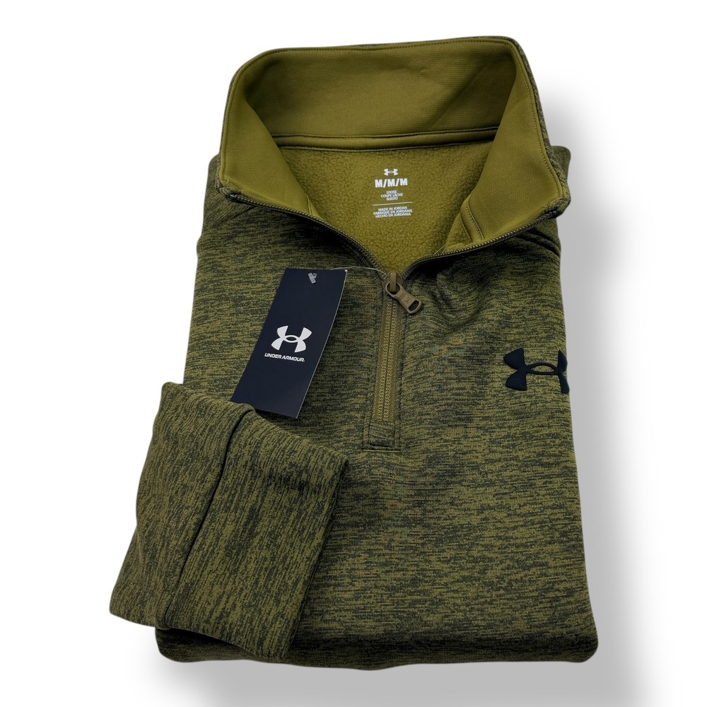 Under Armour Men Armour Fleece Twist 1/4 Zip Pullover Medium Olive Green 1373359